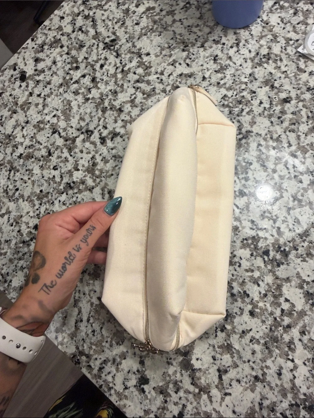 Dolce & Gabbana Devotion Cosmetic Pouch in Cream two way zipper